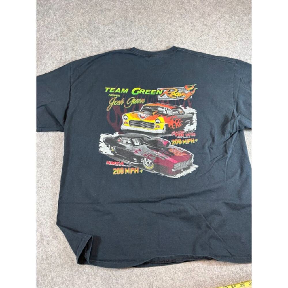 VTG Josh Green Team Green Drag Racing Shirt Mens 2XL Black Flaming Skull Clown